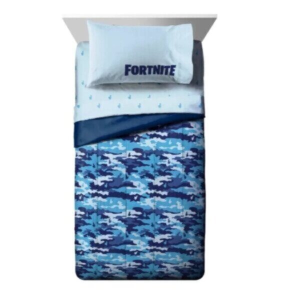 FORTNITE Loot  Llama Blue White CAMO   Bed IN Bag Comforter Set - Picture 6 of 12